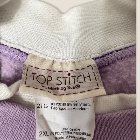 Vintage 90s Grandma Floral Sweatshirt Purple Crew Neck Size 2XL - Picture 3 of 5